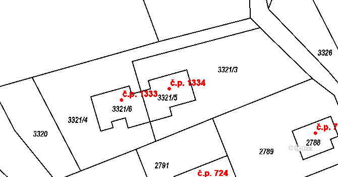 Vendryně 1334 na parcele st. 3321/5 v KÚ Vendryně, Katastrální mapa