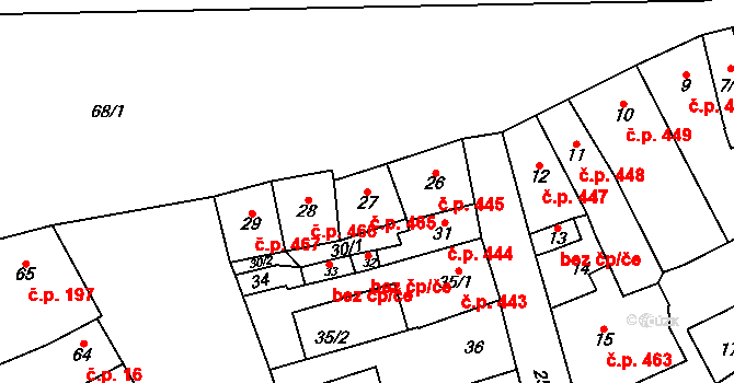 Pohořelice 465 na parcele st. 27 v KÚ Pohořelice nad Jihlavou, Katastrální mapa