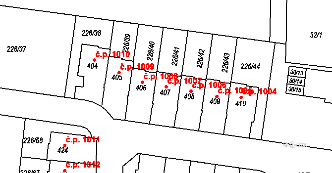 Vysoký Újezd 1007 na parcele st. 407 v KÚ Vysoký Újezd u Berouna, Katastrální mapa