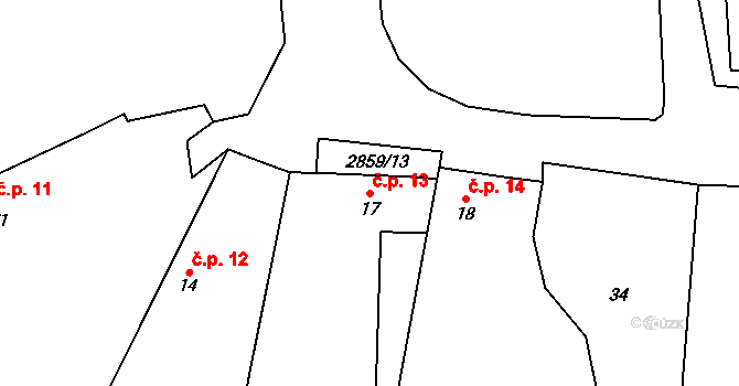 Korolupy 13 na parcele st. 17 v KÚ Korolupy, Katastrální mapa