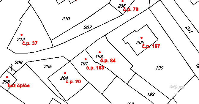 Přerov VII-Čekyně 84, Přerov na parcele st. 193 v KÚ Čekyně, Katastrální mapa