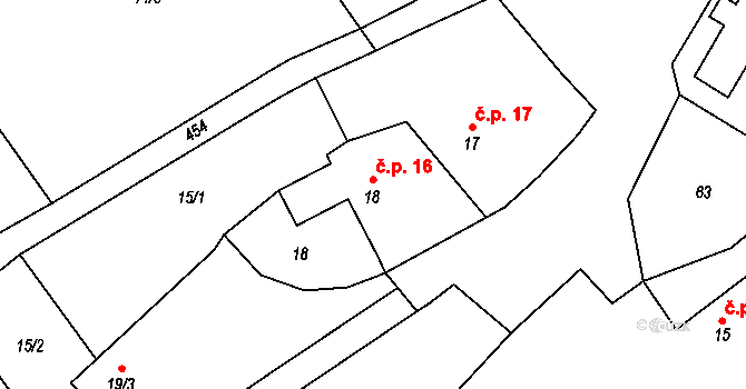 Polánka 16, Malešov na parcele st. 18 v KÚ Polánka u Malešova, Katastrální mapa