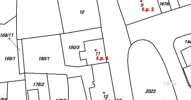 Abertamy 4 na parcele st. 11 v KÚ Abertamy, Katastrální mapa