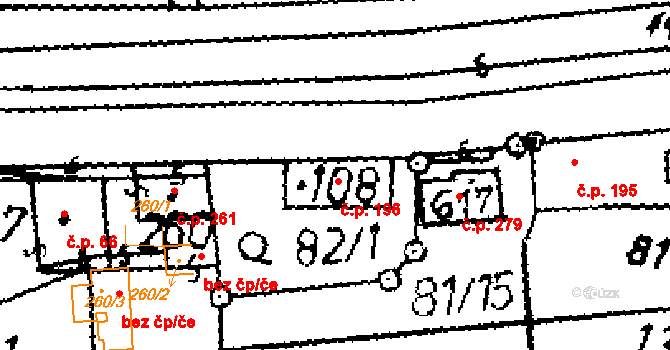 Přerov nad Labem 196 na parcele st. 108 v KÚ Přerov nad Labem, Katastrální mapa