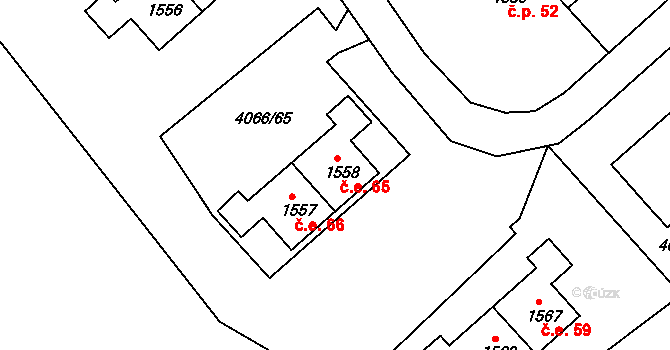 Mariánská 65, Jáchymov na parcele st. 1558 v KÚ Jáchymov, Katastrální mapa