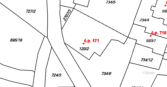 Lučany nad Nisou 171 na parcele st. 120/2 v KÚ Lučany nad Nisou, Katastrální mapa