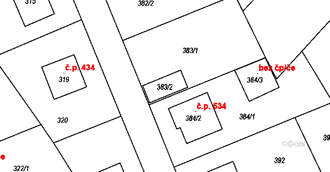 Komárov 121236641 na parcele st. 383/2 v KÚ Komárov u Hořovic, Katastrální mapa