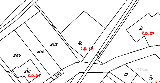 Vysoká Pec 78, Bohutín na parcele st. 80 v KÚ Vysoká Pec u Bohutína, Katastrální mapa