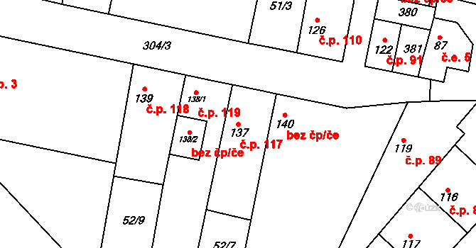 Hospozín 117 na parcele st. 137 v KÚ Hospozín, Katastrální mapa