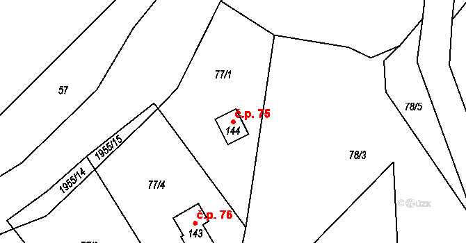 Děkanské Skaliny 75, Benešov nad Černou na parcele st. 144 v KÚ Děkanské Skaliny, Katastrální mapa