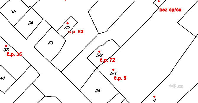 Sedlejov 72 na parcele st. 5/2 v KÚ Sedlejov, Katastrální mapa