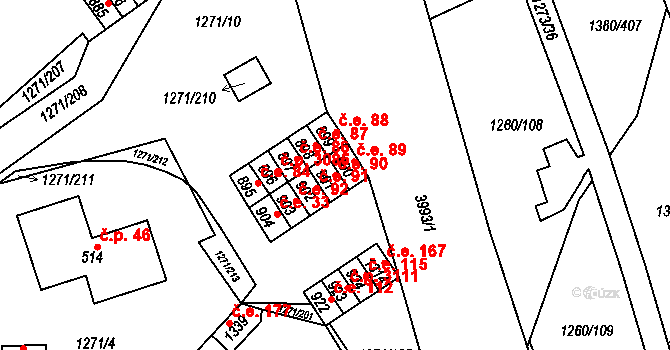 Pazderna 90, Vyškov na parcele st. 901 v KÚ Dědice u Vyškova, Katastrální mapa