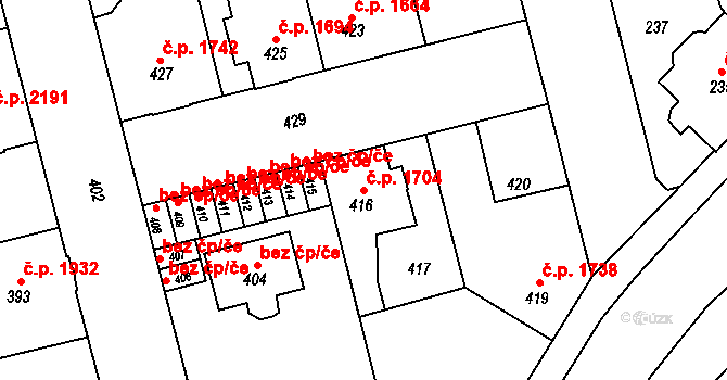 Kladno 1704 na parcele st. 416 v KÚ Kladno, Katastrální mapa