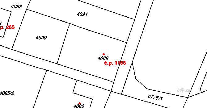 Rychvald 1166 na parcele st. 4089 v KÚ Rychvald, Katastrální mapa