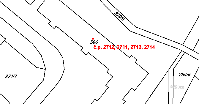 Šumperk 2711,2712,2713,2714 na parcele st. 566 v KÚ Dolní Temenice, Katastrální mapa