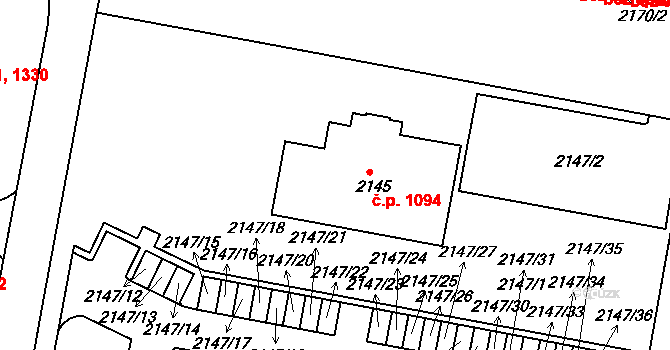Tachov 1094 na parcele st. 2145 v KÚ Tachov, Katastrální mapa