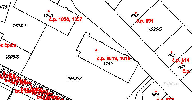 Třebechovice pod Orebem 1019 na parcele st. 1142 v KÚ Třebechovice pod Orebem, Katastrální mapa