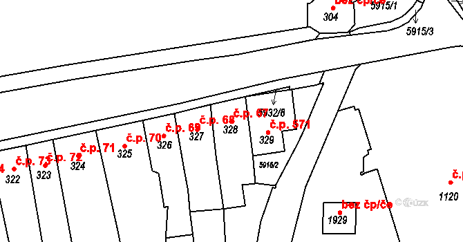 Dolní Předměstí 67, Polička na parcele st. 328 v KÚ Polička, Katastrální mapa