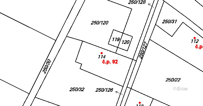 Třebovětice 92, Cerekvice nad Bystřicí na parcele st. 114 v KÚ Třebovětice, Katastrální mapa