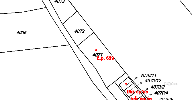 Semily 629 na parcele st. 4071 v KÚ Semily, Katastrální mapa