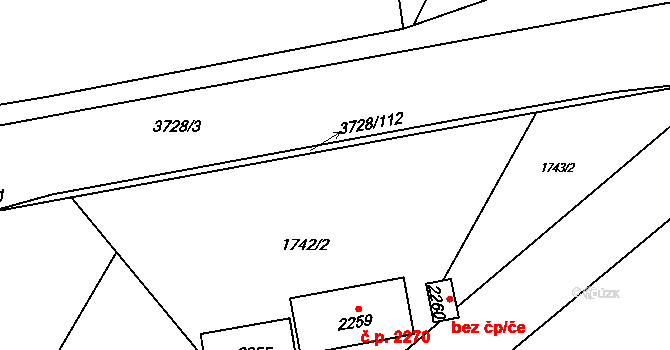 Rožnov pod Radhoštěm 2270 na parcele st. 2259 v KÚ Rožnov pod Radhoštěm, Katastrální mapa