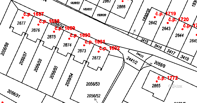 Hořice 1692 na parcele st. 2872 v KÚ Hořice v Podkrkonoší, Katastrální mapa