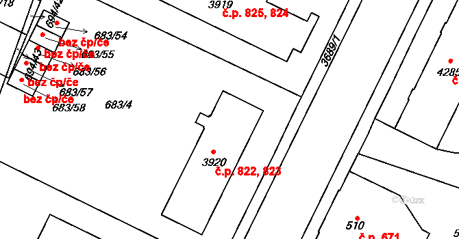 Žamberk 822,823 na parcele st. 3920 v KÚ Žamberk, Katastrální mapa