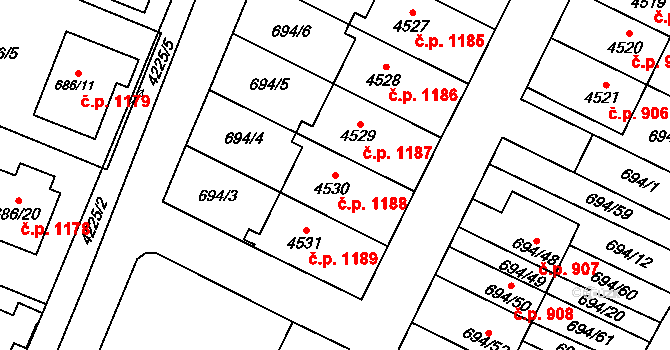 Žamberk 1188 na parcele st. 4530 v KÚ Žamberk, Katastrální mapa