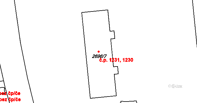 Pelhřimov 1231 na parcele st. 2696/7 v KÚ Pelhřimov, Katastrální mapa