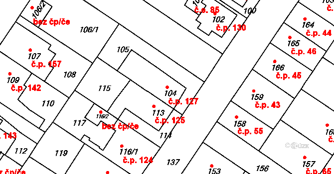 Prosetice 127, Teplice na parcele st. 104 v KÚ Prosetice, Katastrální mapa