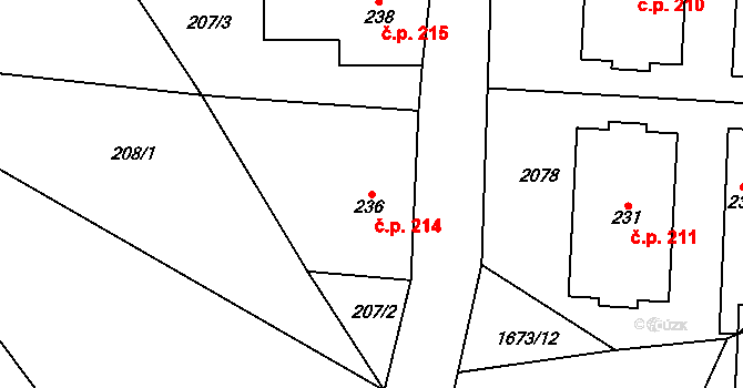 Kocléřov 214, Vítězná na parcele st. 236 v KÚ Kocléřov, Katastrální mapa