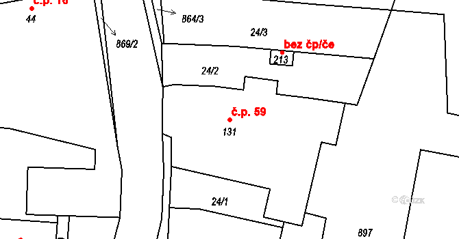 Chocenice 59, Břežany I na parcele st. 131 v KÚ Chocenice u Břežan I, Katastrální mapa