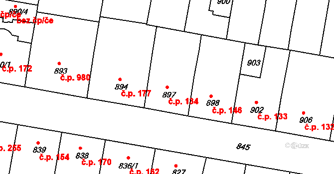 Žižkov 134, Praha na parcele st. 897 v KÚ Žižkov, Katastrální mapa