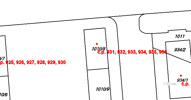 Krč 931,932,933,934,935,, Praha na parcele st. 1010/8 v KÚ Krč, Katastrální mapa