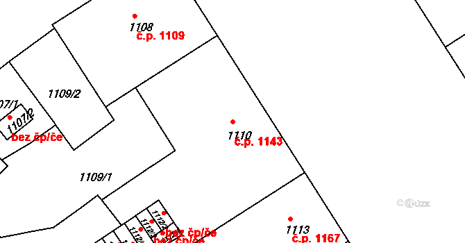 Nusle 1143, Praha na parcele st. 1110 v KÚ Nusle, Katastrální mapa