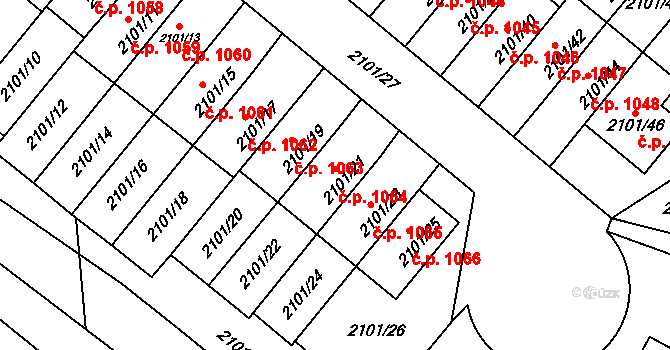 Chodov 1064, Praha na parcele st. 2101/21 v KÚ Chodov, Katastrální mapa