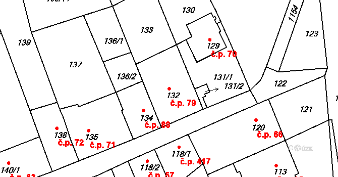 Velká Chuchle 79, Praha na parcele st. 132 v KÚ Velká Chuchle, Katastrální mapa