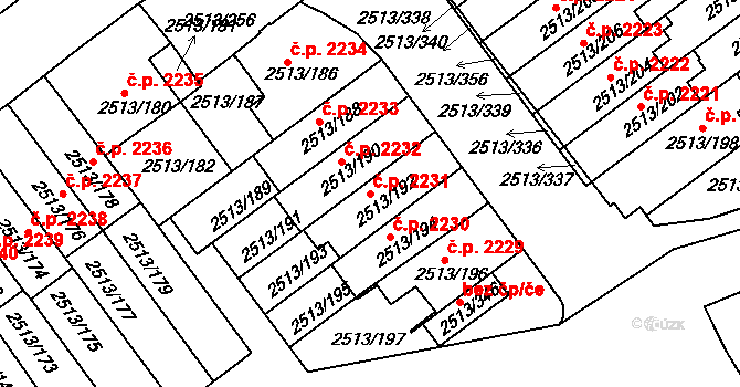Dejvice 2231, Praha na parcele st. 2513/192 v KÚ Dejvice, Katastrální mapa