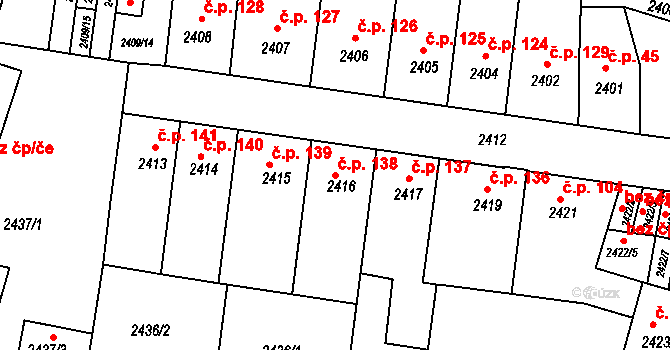 Příbram IV 138, Příbram na parcele st. 2416 v KÚ Příbram, Katastrální mapa