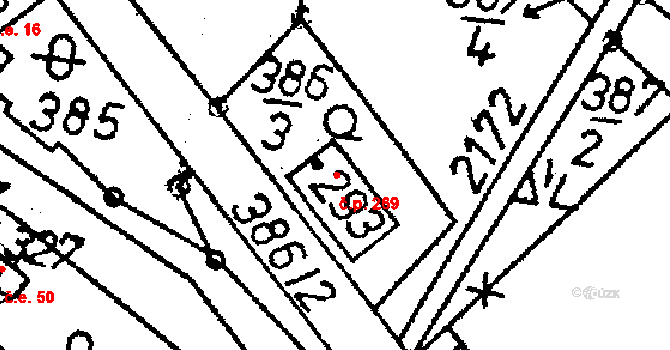 Žibřidice 269, Křižany na parcele st. 293 v KÚ Žibřidice, Katastrální mapa