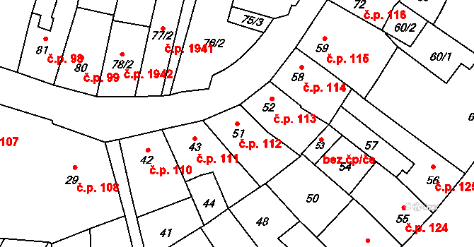 Fryštát 112, Karviná na parcele st. 51 v KÚ Karviná-město, Katastrální mapa