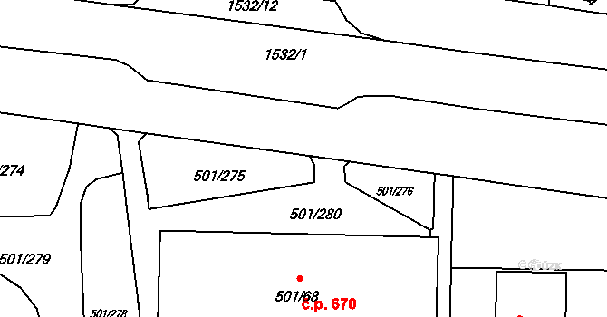 Ráj 31, Karviná na parcele st. 501/275 v KÚ Ráj, Katastrální mapa
