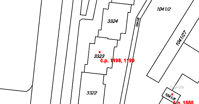 Bolevec 1198,1199, Plzeň na parcele st. 3323 v KÚ Bolevec, Katastrální mapa
