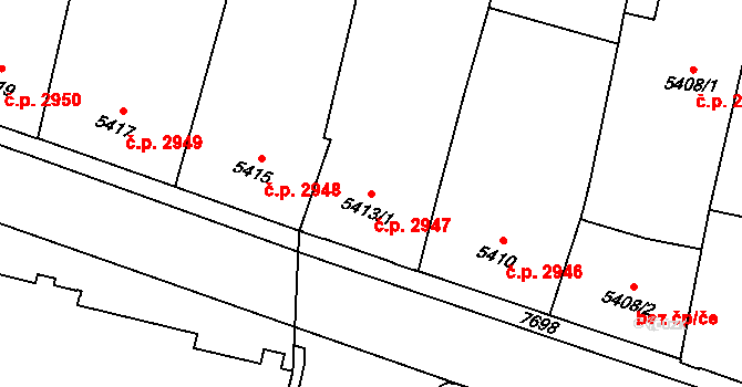 Prostějov 2947 na parcele st. 5413/1 v KÚ Prostějov, Katastrální mapa