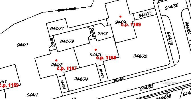 Šumbark 1168, Havířov na parcele st. 944/3 v KÚ Šumbark, Katastrální mapa