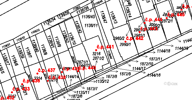 Slaný 441 na parcele st. 3216 v KÚ Slaný, Katastrální mapa