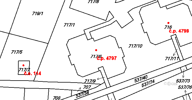 Proseč nad Nisou 4797, Jablonec nad Nisou na parcele st. 717/6 v KÚ Proseč nad Nisou, Katastrální mapa