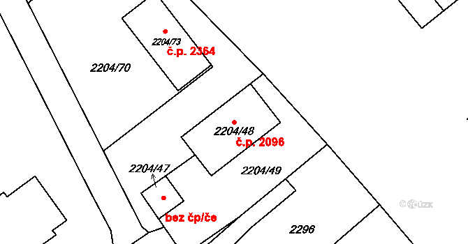 Zábřeh 2096 na parcele st. 2204/48 v KÚ Zábřeh na Moravě, Katastrální mapa