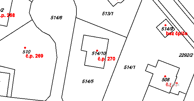 Malé Předměstí 270, Horšovský Týn na parcele st. 514/10 v KÚ Horšovský Týn, Katastrální mapa