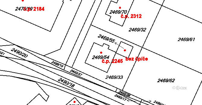 Předměstí 2245, Litoměřice na parcele st. 2469/54 v KÚ Litoměřice, Katastrální mapa